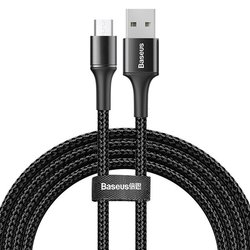 Cablu de date Micro-USB Baseus Halo Data 2.0M Lungime Cu Invelis Textil - CAMGH-C01 - Black