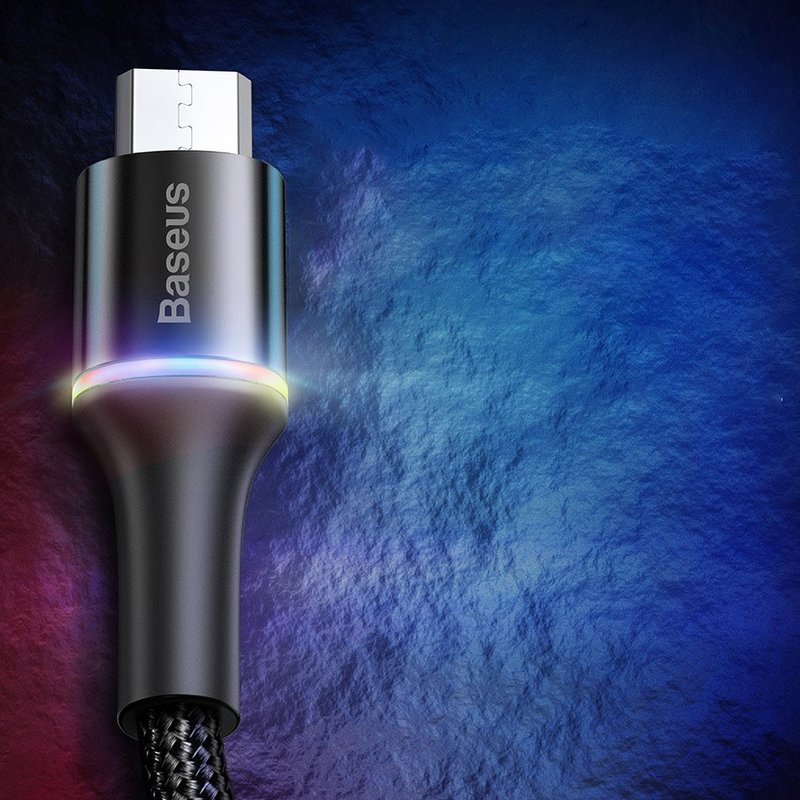 Cablu de date Micro-USB Baseus Halo Data 2.0M Lungime Cu Invelis Textil - CAMGH-C01 - Black