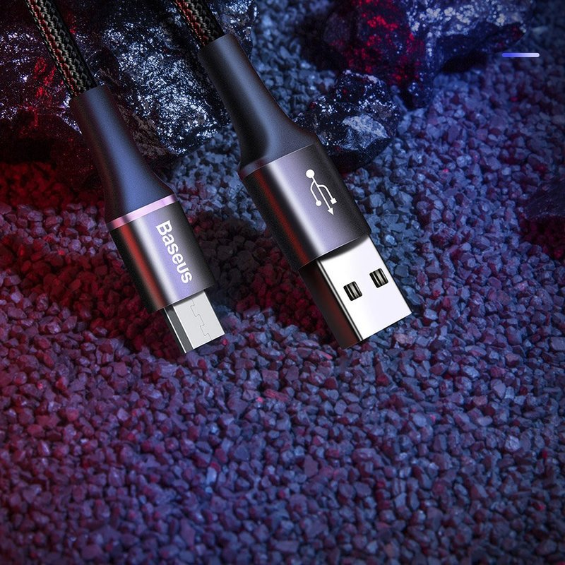Cablu de date Micro-USB Baseus Halo Data 2.0M Lungime Cu Invelis Textil - CAMGH-C01 - Black