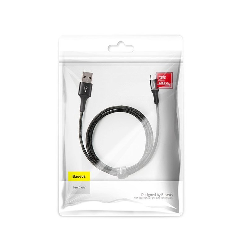 Cablu de date Micro-USB Baseus Halo Data 2.0M Lungime Cu Invelis Textil - CAMGH-C01 - Black