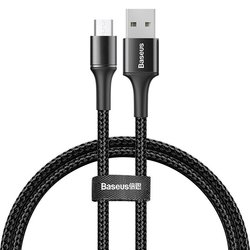 Cablu de date Micro-USB Baseus Halo Data 0,5 M Lungime Cu Invelis Textil - CAMGH-A01 - Black