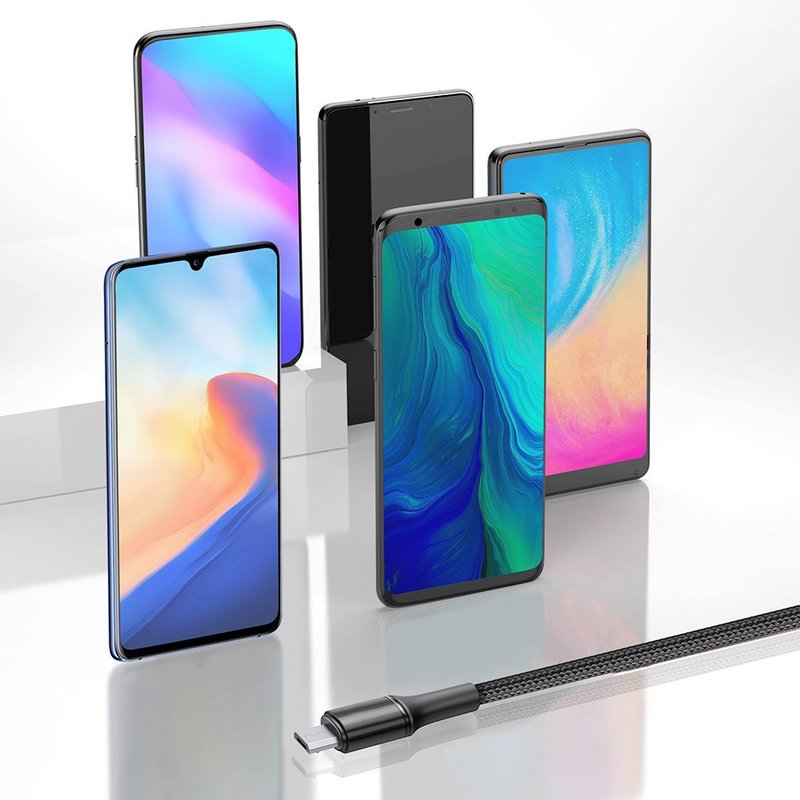 Cablu de date Micro-USB Baseus Halo Data 0,5 M Lungime Cu Invelis Textil - CAMGH-A01 - Black