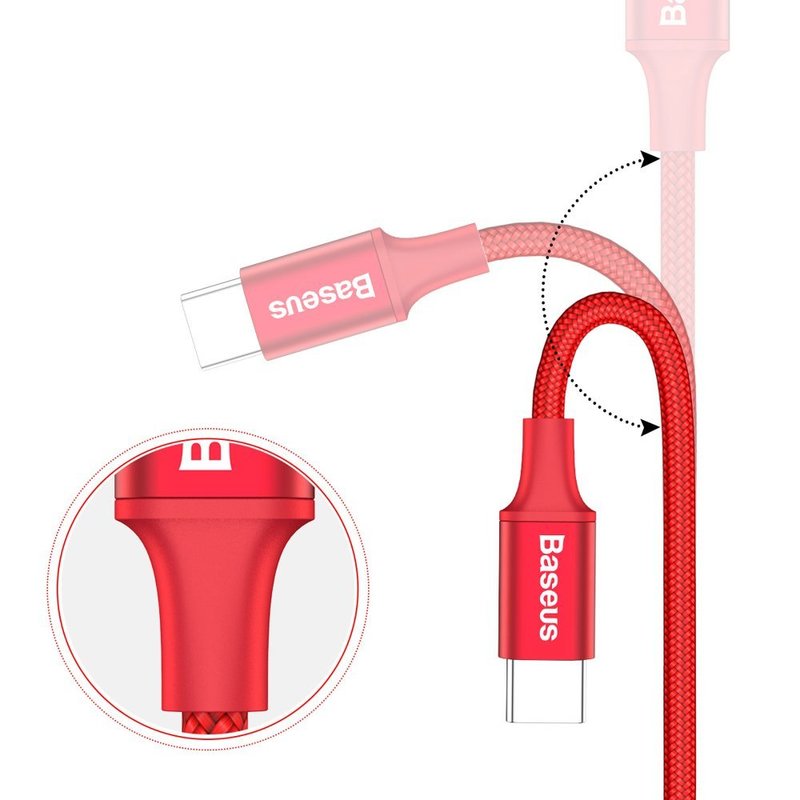 Cablu de date Type-C Baseus Rapid 2A, 1M Lungime Cu Invelis Textil - CATSU-B09 - Red