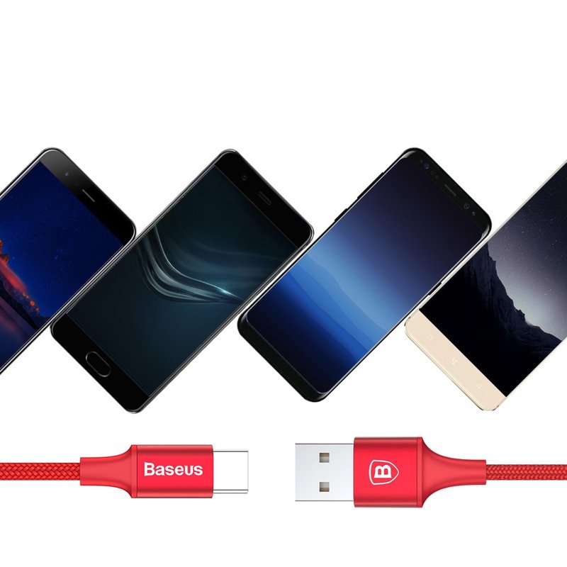 Cablu de date Type-C Baseus Rapid 2A, 1M Lungime Cu Invelis Textil - CATSU-B09 - Red