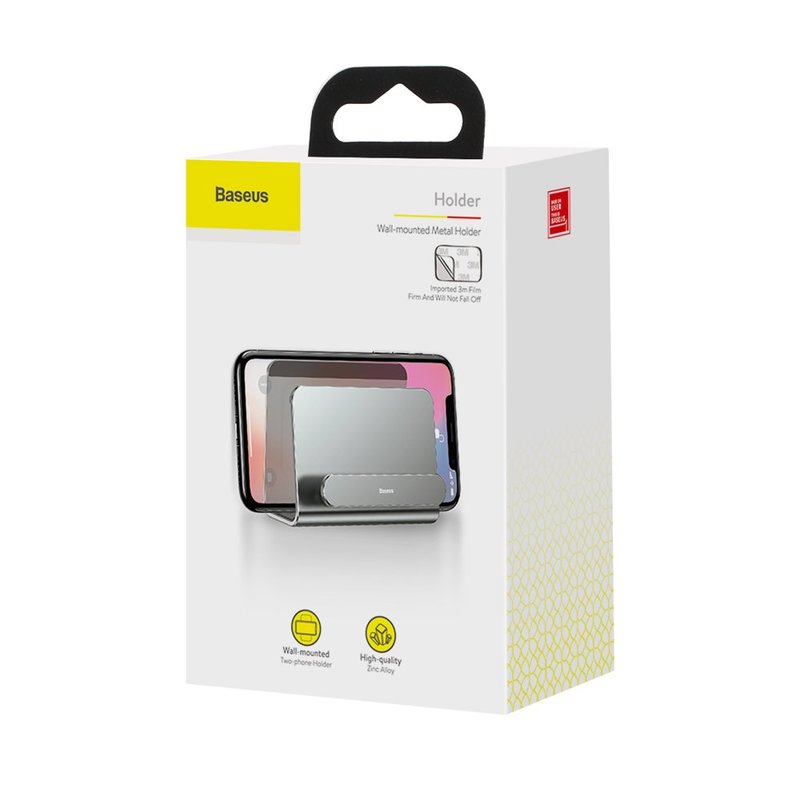 Suport Perete Telefon, Autoadeziv Cu Montaj Pe Suprafete Multiple Baseus - Argintiu SUBG-0S
