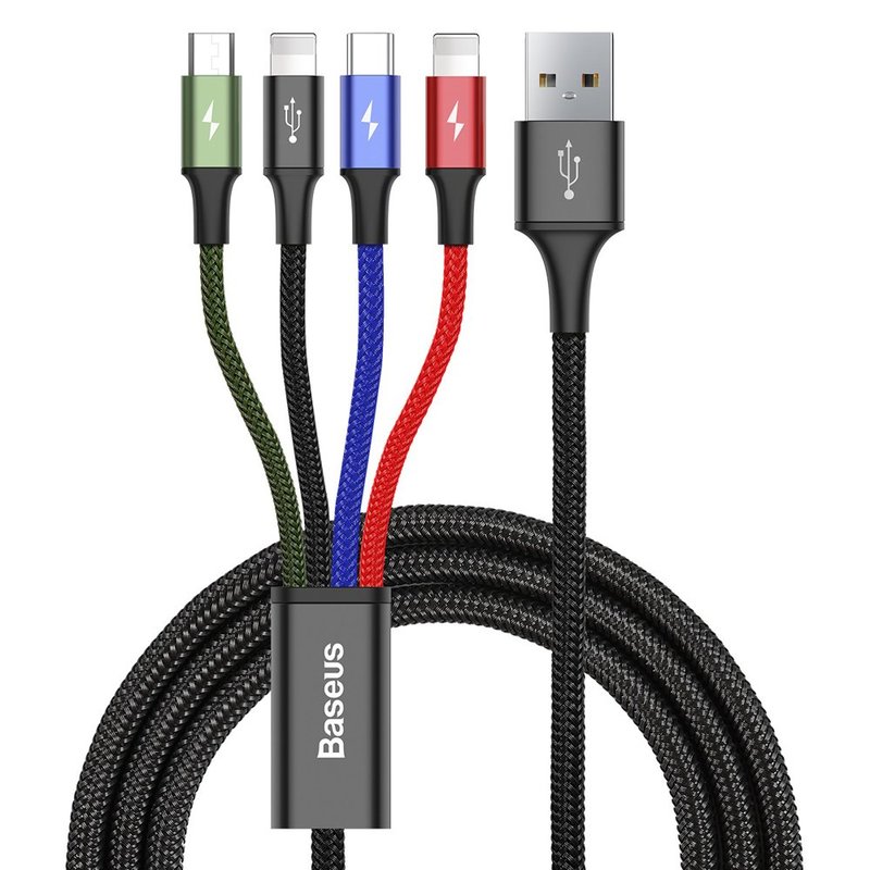 Cablu de date 1.2M, 3.5A, 4in1 Baseus Rapid Series 2x Lightning / USB Type C / micro USB - CA1T4-A01 - Multicolor
