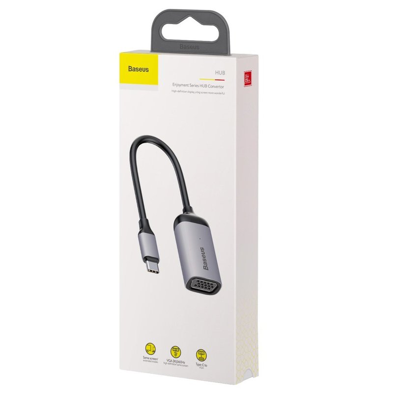 Convertor Video Baseus Enjoyment USB Type-C to VGA HUB for MacBook/PC - CAHUB-V0G - Gray