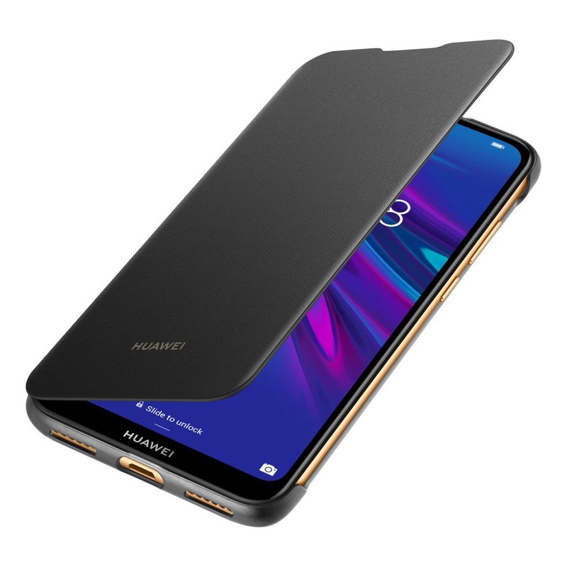 Husa Originala Huawei Y7 2019 Flip Wallet Black Catmobile