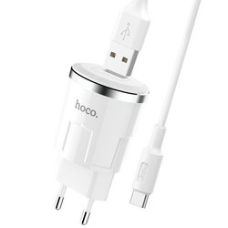 Incarcator Priza Hoco C37A USB 2.4A + Cablu Type-C Alb