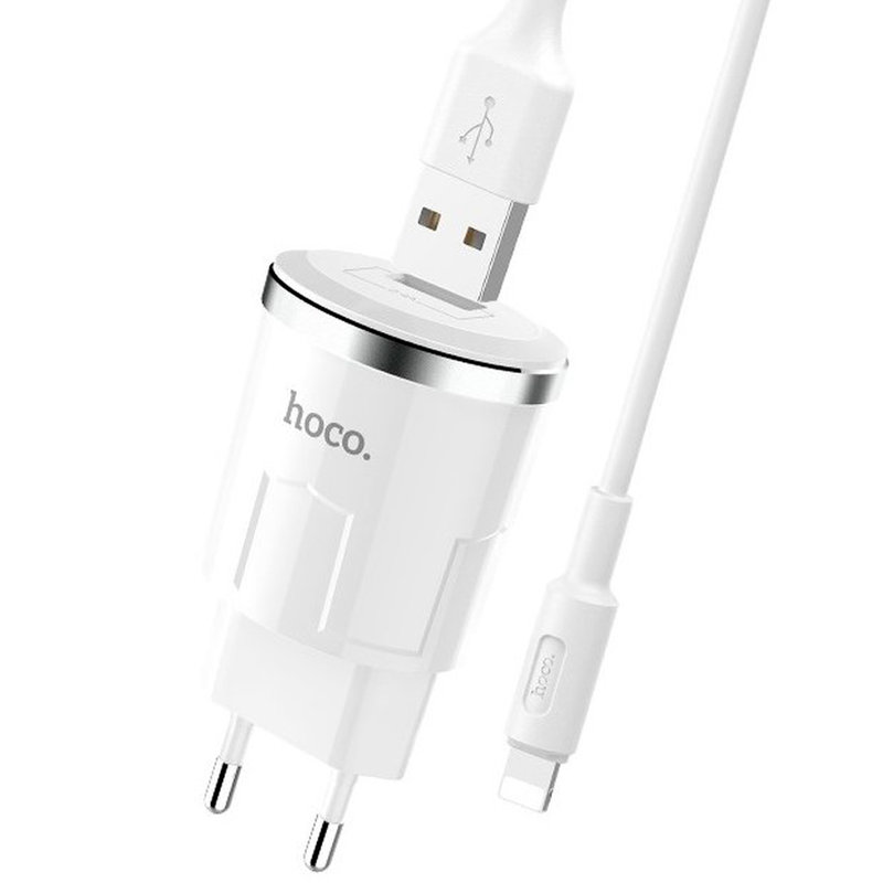 Incarcator Priza Hoco C37A USB 2.4A + Cablu Lightning Alb