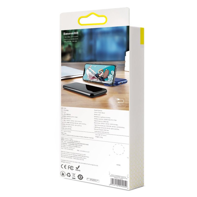 Baterie Externa Wireless 10000mAh Baseus S10 Bracket 18W - PPS10-03 - Blue