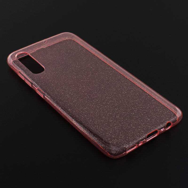 Husa Samsung Galaxy A70 Silicon Crystal Glitter Case - Roz