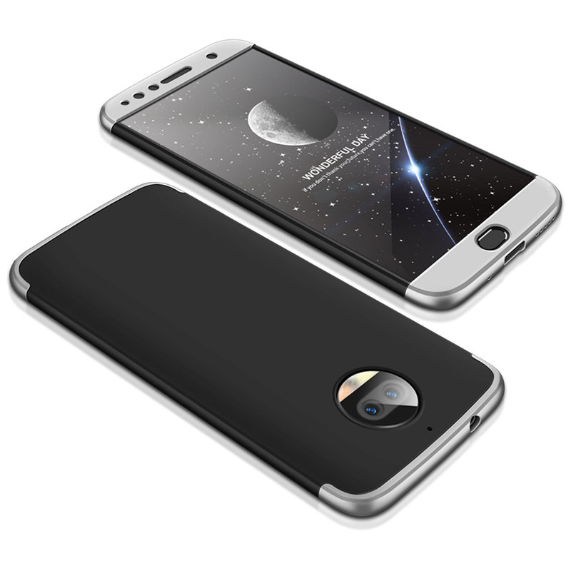 Husa Motorola Moto G5S Plus GKK 360 Full Cover Negru-Argintiu