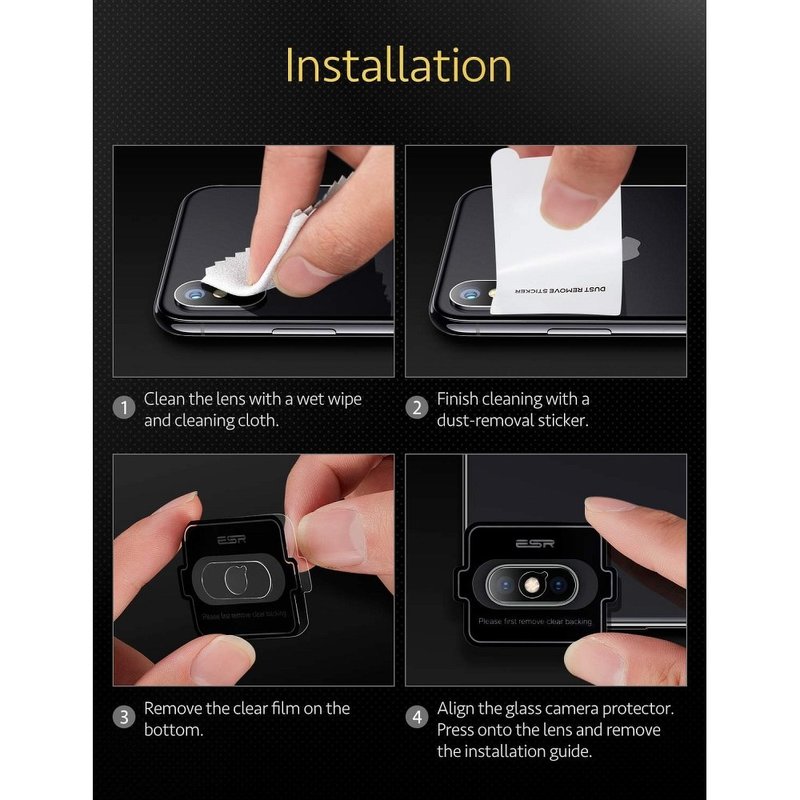 Sticla Camera iPhone XS ESR Tempered Glass Cover - 2 Pack - Transparent