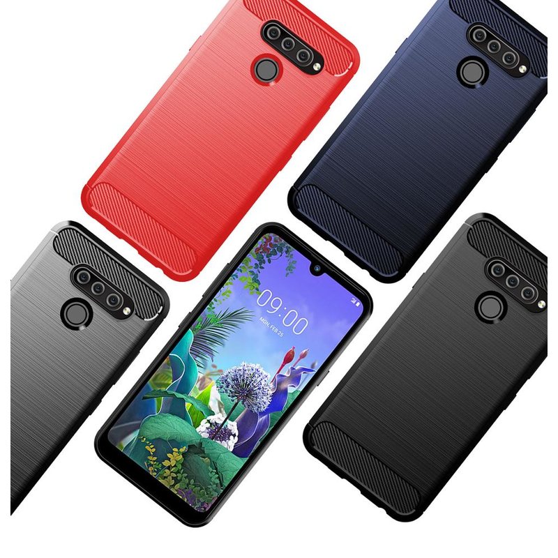 Husa LG Q60 Techsuit Carbon Silicone, negru