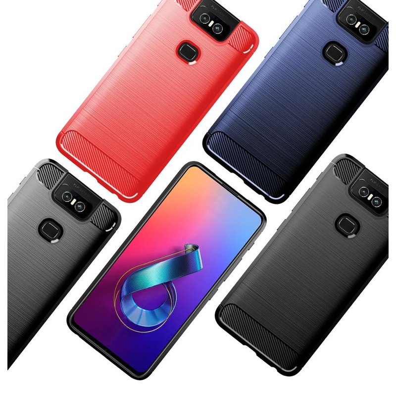 Husa Asus Zenfone 6 ZS630KL Techsuit Carbon Silicone, negru