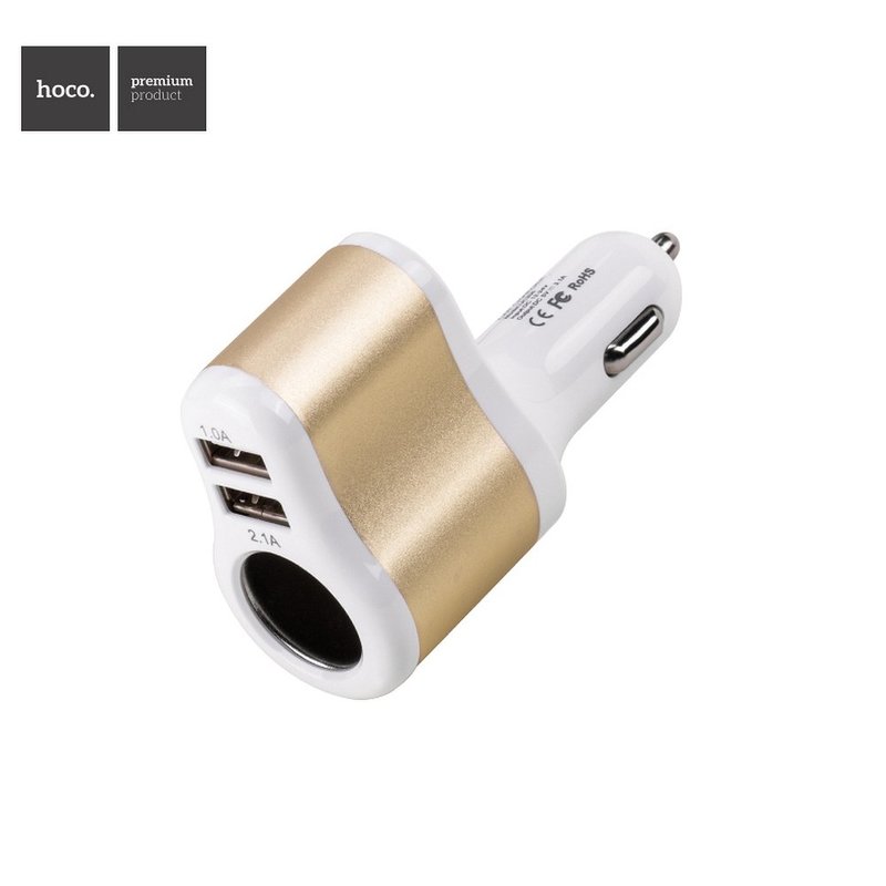 Incarcator Auto Hoco UC 206 Cigarette Lighter 2xUSB 3,1A Fast Charging - White