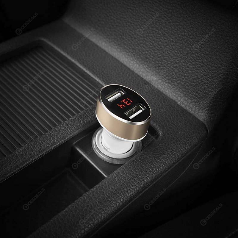 Incarcator Auto Hoco Z26 High Praise Digital Display 2xUSB 2.1A - White