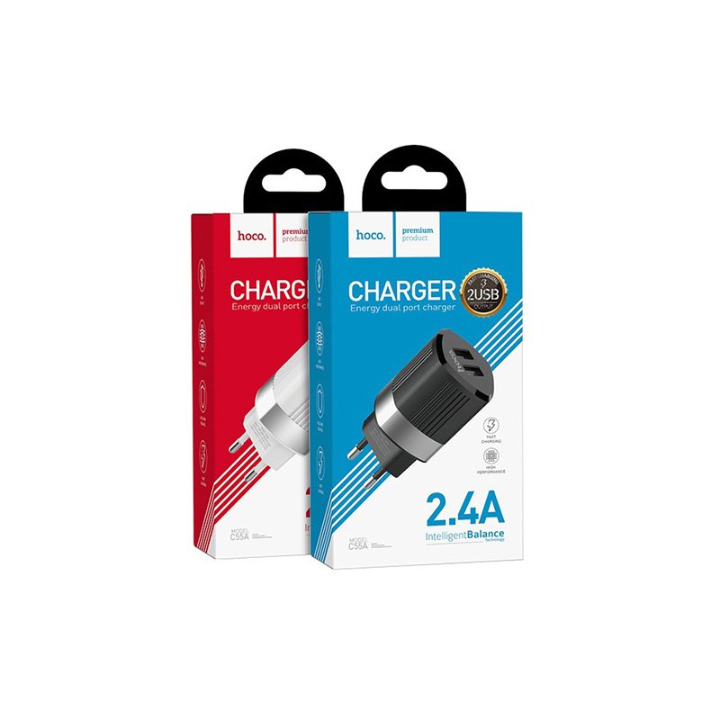 Incarcator Priza Hoco C55A Intelligent Balance 2.4A - Black