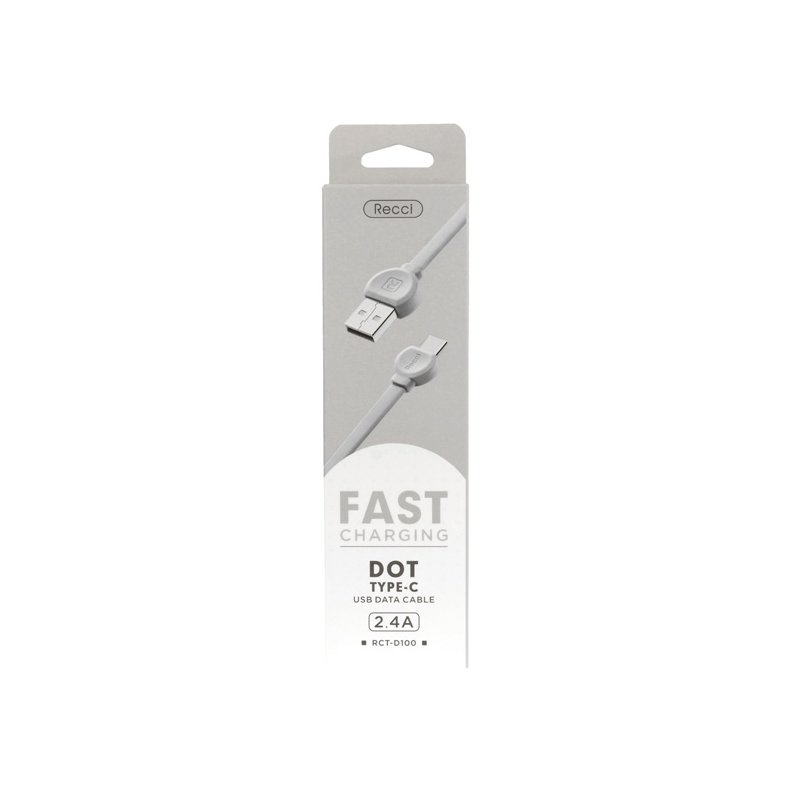Cablu de date 1M Recci RCT-D100 USB to Type-C Fast Charging - Grey