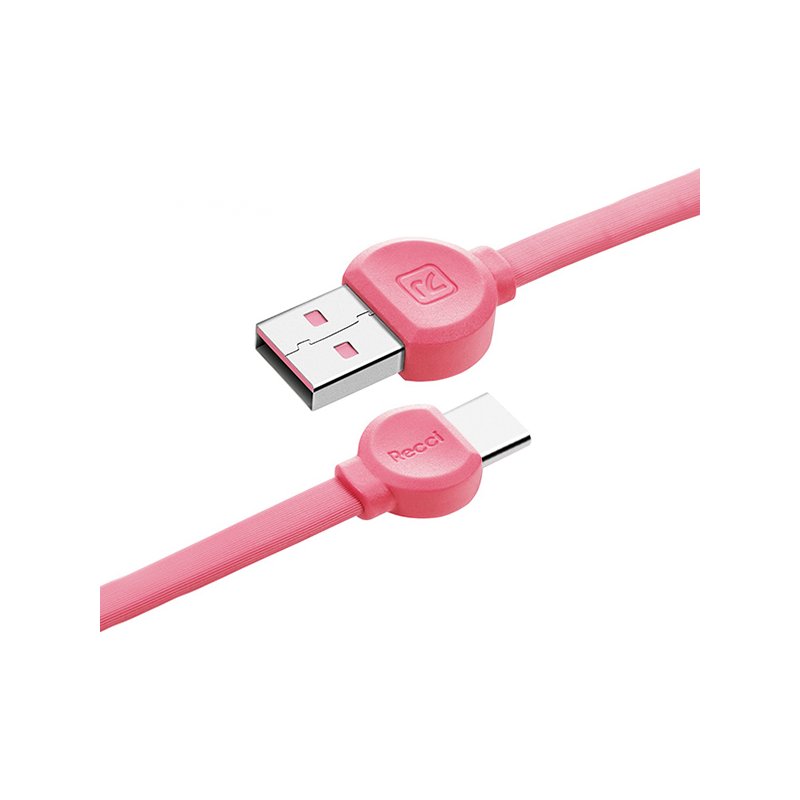 Cablu de date 1M Recci RCT-D100 USB to Type-C Fast Charging - Pink