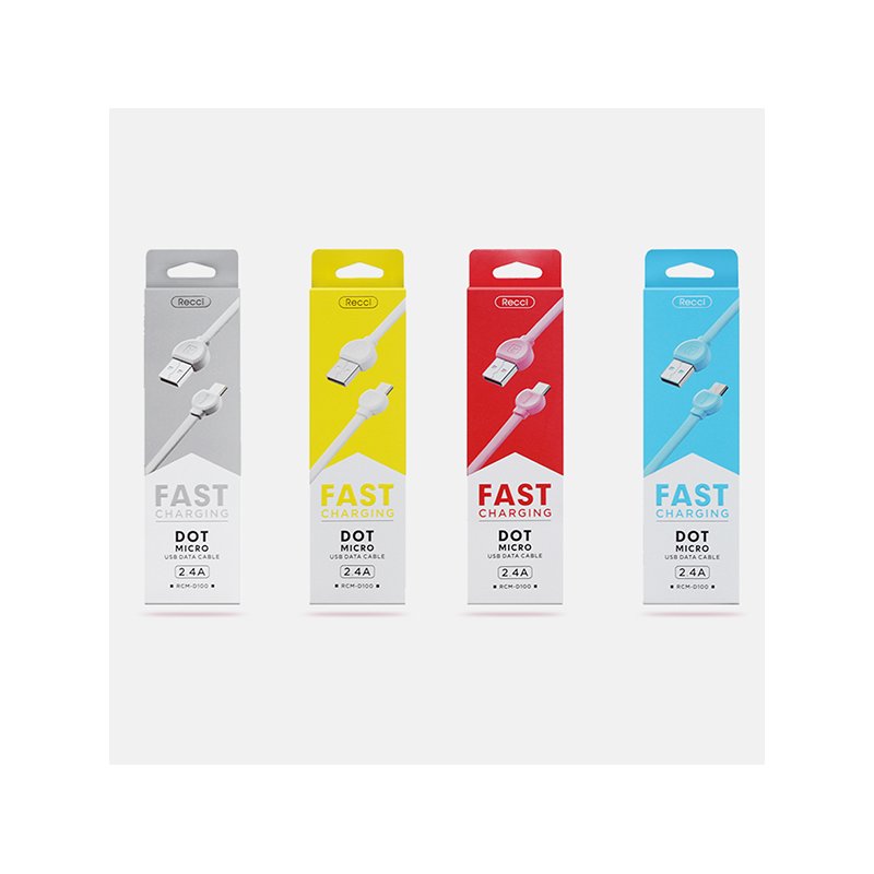 Cablu de date 1M Recci RCM-D100 USB to Micro-USB Fast Charging - Blue