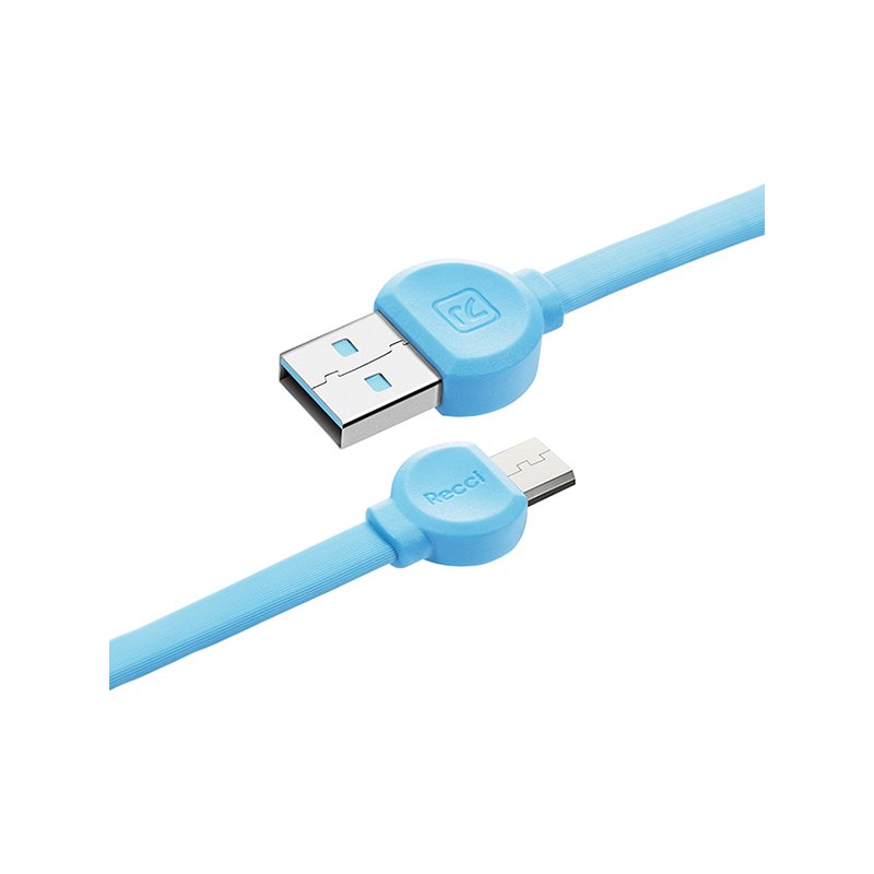 Cablu de date 1M Recci RCM-D100 USB to Micro-USB Fast Charging - Blue