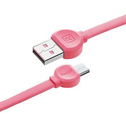 Cablu de date 1M Recci RCM-D100 USB to Micro-USB Fast Charging - Pink