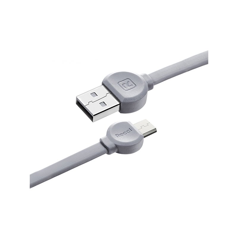 Cablu de date 1M Recci RCM-D100 USB to Micro-USB Fast Charging - Grey