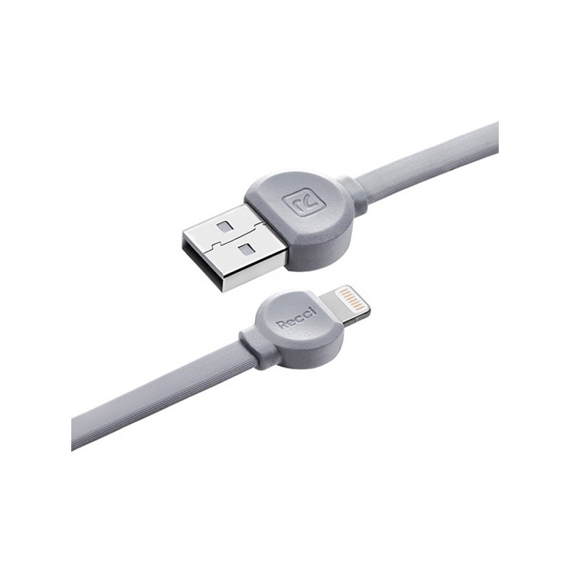 Cablu de date 1M Recci RCL-D100 USB to Lightning Fast Charging - Grey