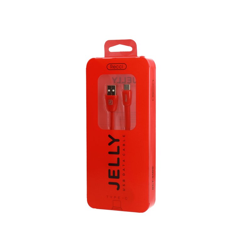 Cablu de date 1M Recci Jelly RCL-S100 USB to Lightning Fast Charging - Red
