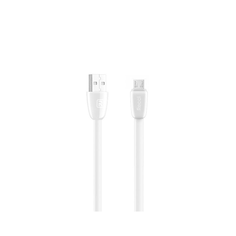 Cablu de date 1M Recci Jelly RCM-S100 USB to Micro-USB Fast Charging - White