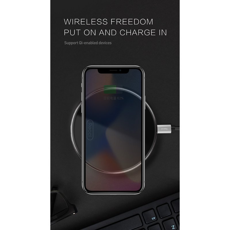 Incarcator Wireless Recci Starry RWP-F2 Induction Charger Micro-USB - Black