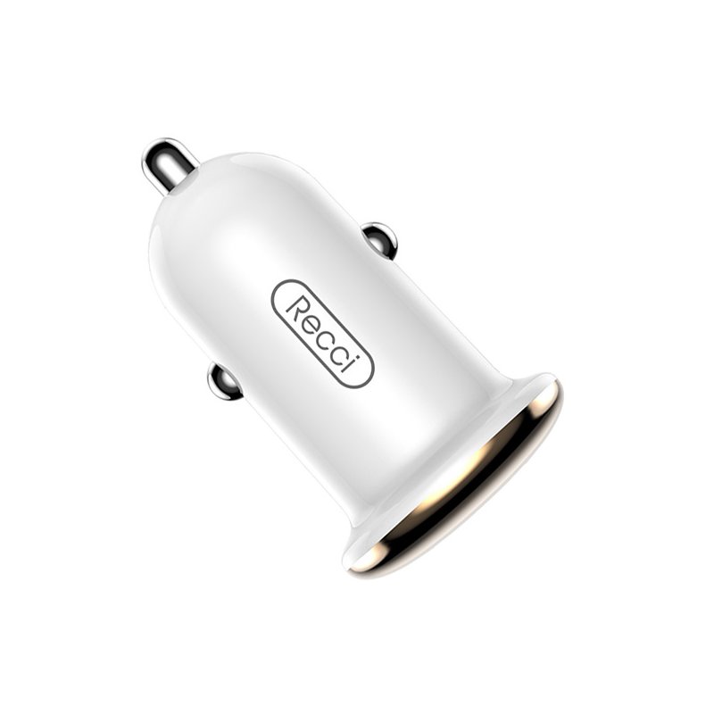 Incarcator Auto Recci Mushroom RUC-D1 USB Fast Charging QC 3.0 - White