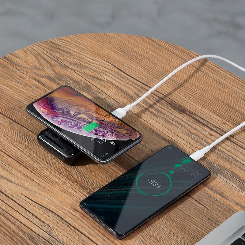 Baterie Externa Baseus 10000mAh 18W / Wireless Charger Qi 10W - PPXFF10W-01 - Negru