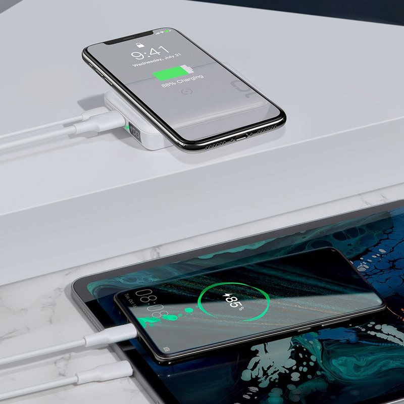 Baterie Externa Baseus 10000mAh 18W / Wireless Charger Qi 10W - PPXFF10W-01 - Negru