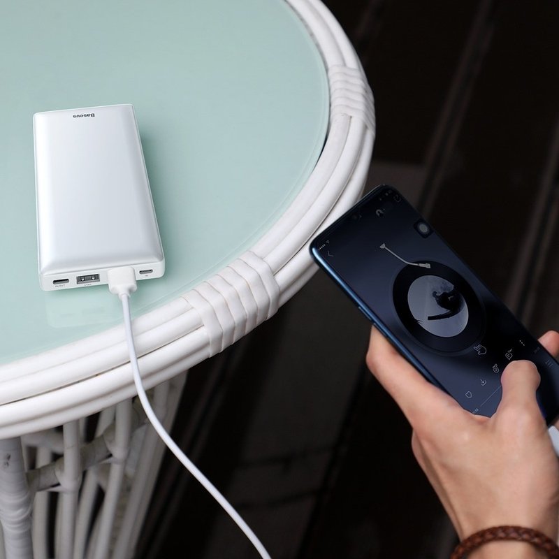 Baterie externa Baseus Mini JA Power Bank 20000 mAh USB/USB-C/micro-USB 3A - White PPJAN-B02