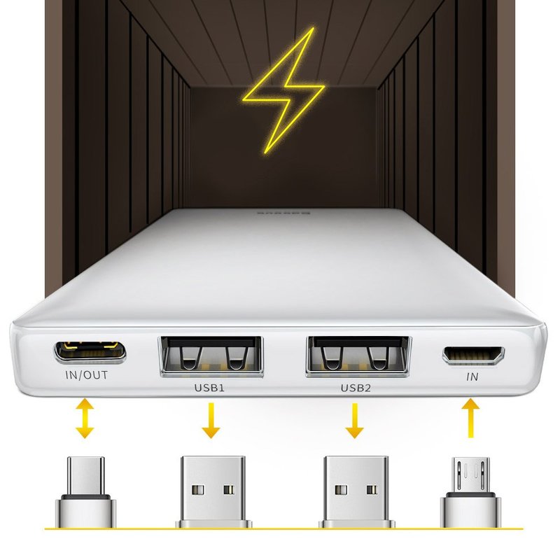 Baterie externa Baseus Mini JA Power Bank 20000 mAh USB/USB-C/micro-USB 3A - White PPJAN-B02