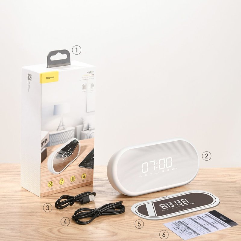 Boxa Portabila Bluetooth Baseus Encok E09 Stylish Wireless with Alarm Clock/LED - Black NGE09-01