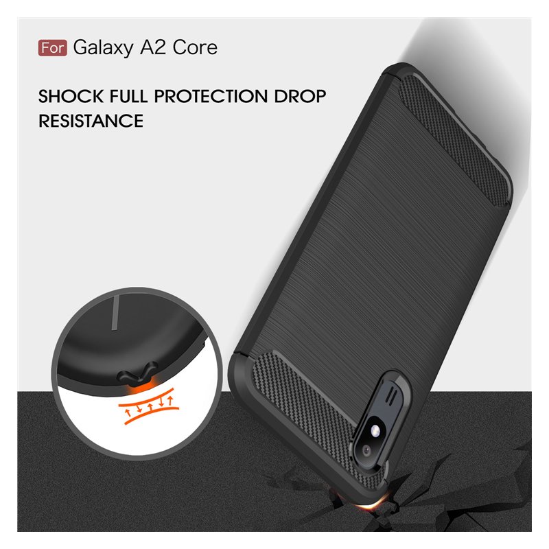 Husa Samsung Galaxy A2 Core Techsuit Carbon Silicone, negru