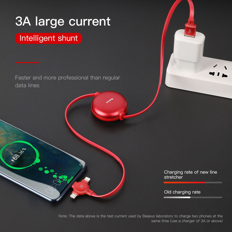 Cablu de date 3in1 Baseus Little Octopus Lightning/Micro-USB/Type-C - CAMLT-AZY01-Black