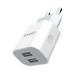 Incarcator Priza USAMS Travel Charger Set Dual-USB 2.4A - TCCUJT01 - White