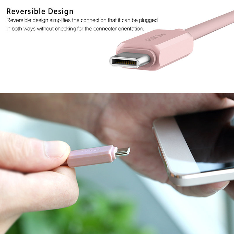 Cablu de date 1M Rock Type-C to Type-C - RCB0412 - Rose