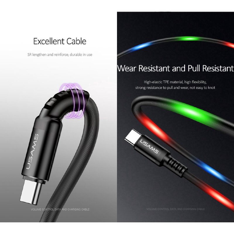 Cablu de date 1M USAMS U16 Voice Control USB to Type-C - US-SJ287 - Gray