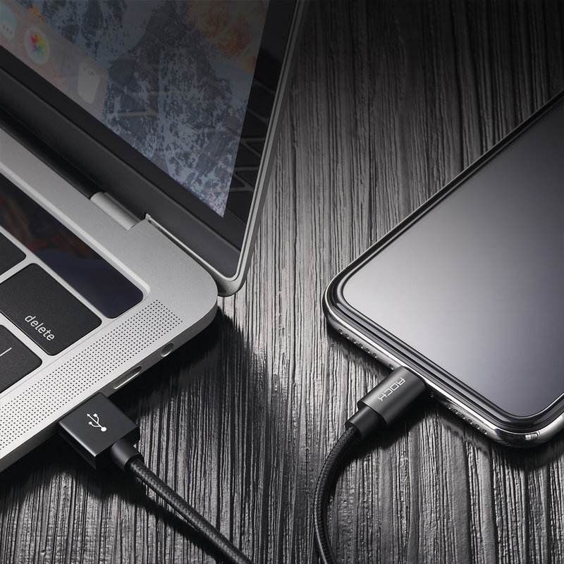 Cablu de date Rock USB to Lightning Fast Charging 1M - Black 20109