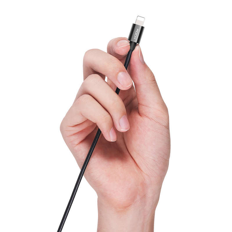 Cablu de date Rock USB to Lightning Fast Charging 1M - Black 20109