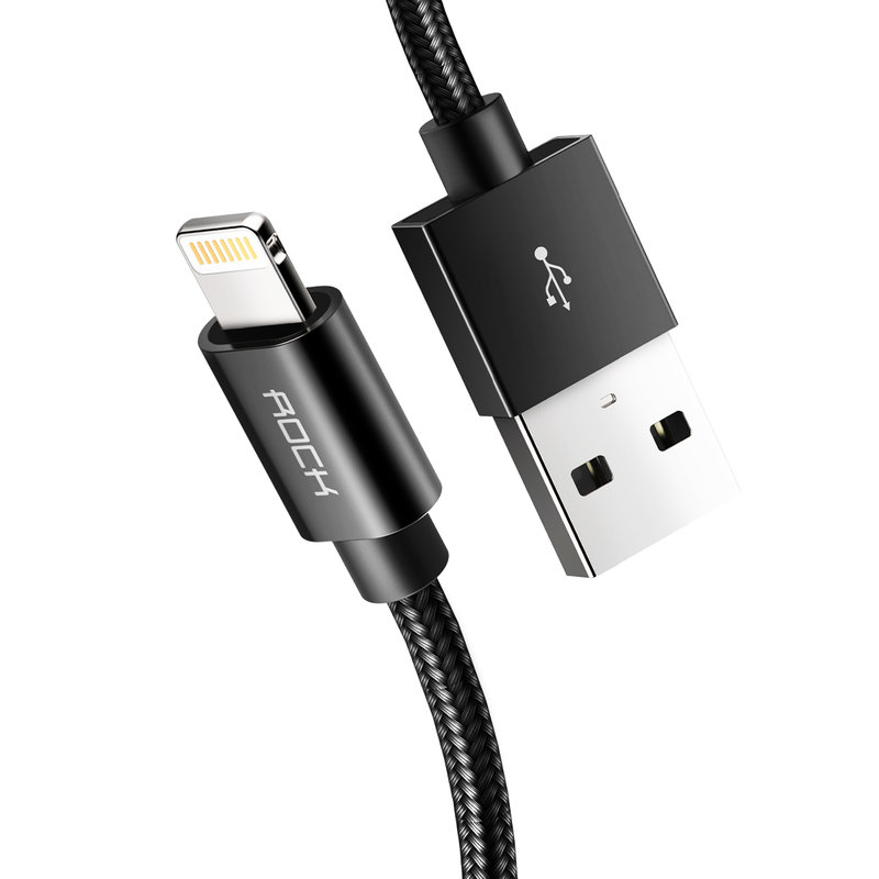 Cablu de date Rock USB to Lightning Fast Charging 1M - Black 20109