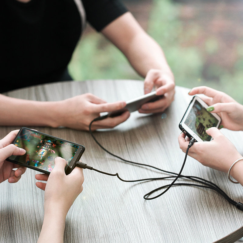 Cablu de date 3in1 USAMS U5 Braided Lightning/Micro-USB/Type-C - US-SJ219 - Black