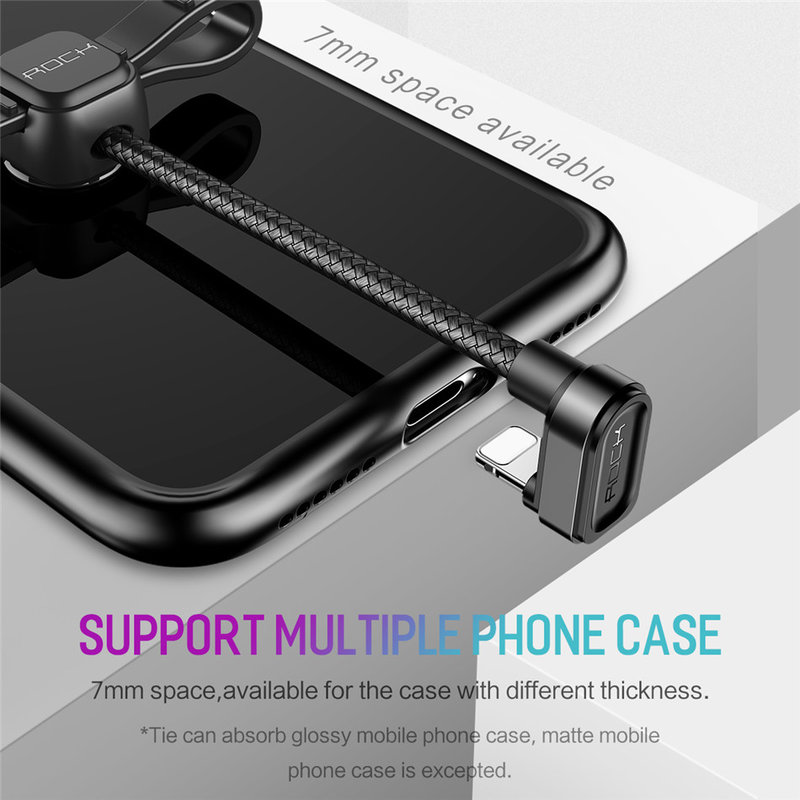 Cablu de date Rock USB to Lightning U-shaped Metal 1M - RCB0583 - Black