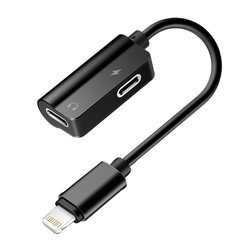 Convertor 2in1 Rock Metal Charge Lightning to Audio Cable - RCB0588 - Black